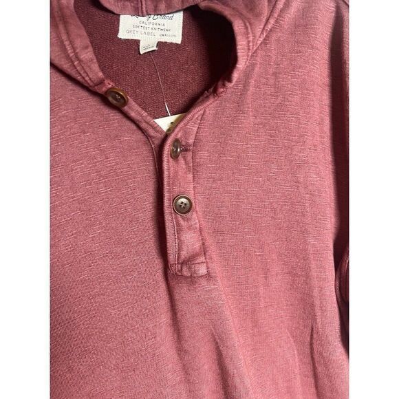 Lucky Brand Mens Henley Hoodie Long Sleeve Buttons Knit L New.        N - Picture 3 of 8